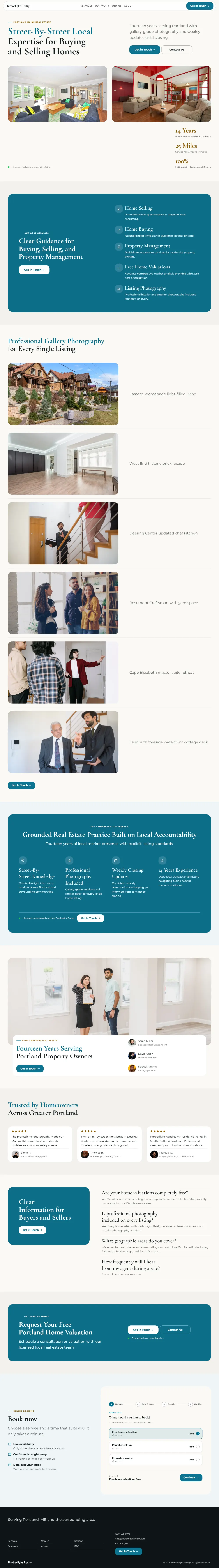 Bright real estate website template, the whole home page: light and airy, with two photos under the headline