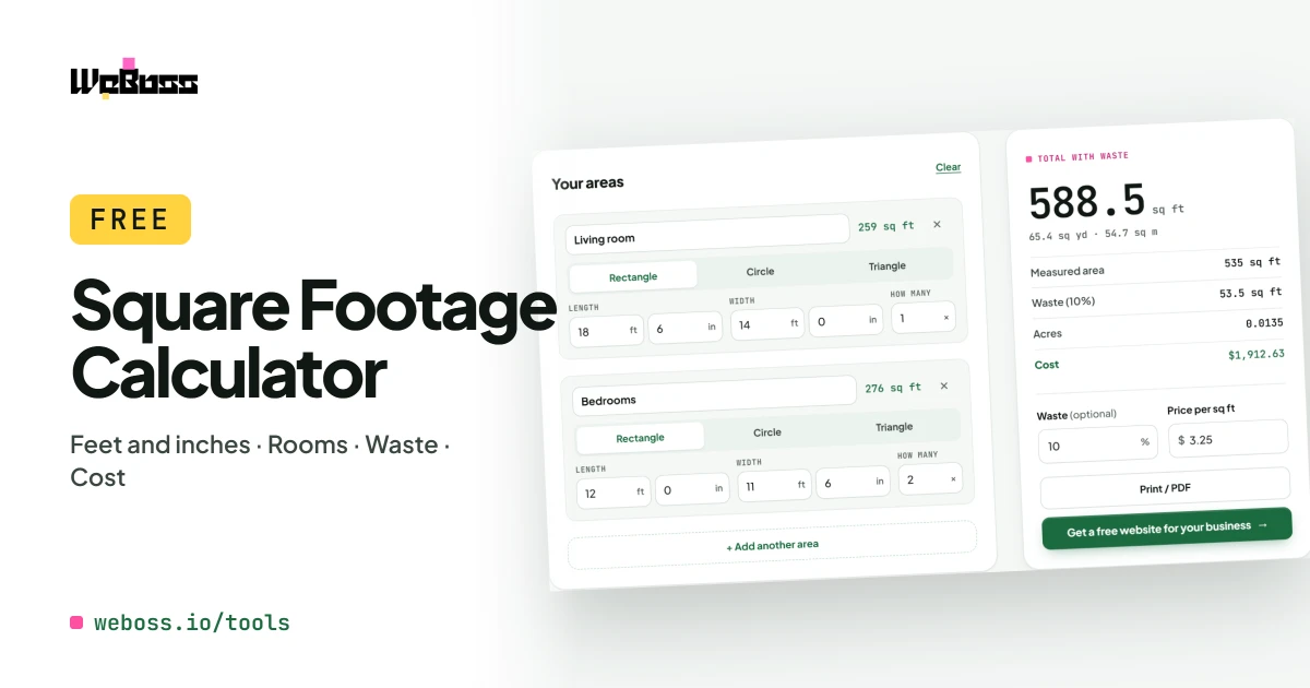 Free square footage calculator by WeBoss